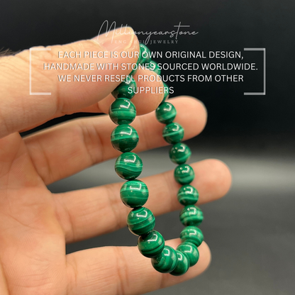 Malachite beaded bracelet - 8mm