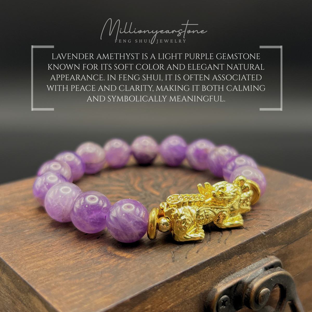 Pixiu Bracelet - 10mm Lavender Amethyst ,24k Gold Filled Charm
