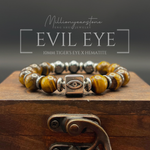 Evil Eye Guardian bracelet | Hematite & Tiger's eye | 10mm