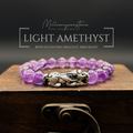 Light Amethyst Pixiu Bracelet, 8mm Natural Gemstone, S999 Silver Charm, Feng Shui Jewelry