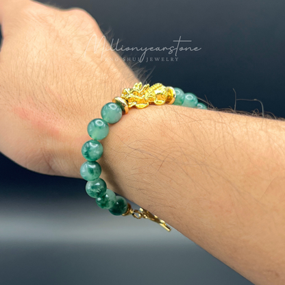 Pixiu bracelet – Vietnam Green Jade 8mm & 24K Gold Filled charm