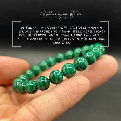 Malachite beaded bracelet - 8mm