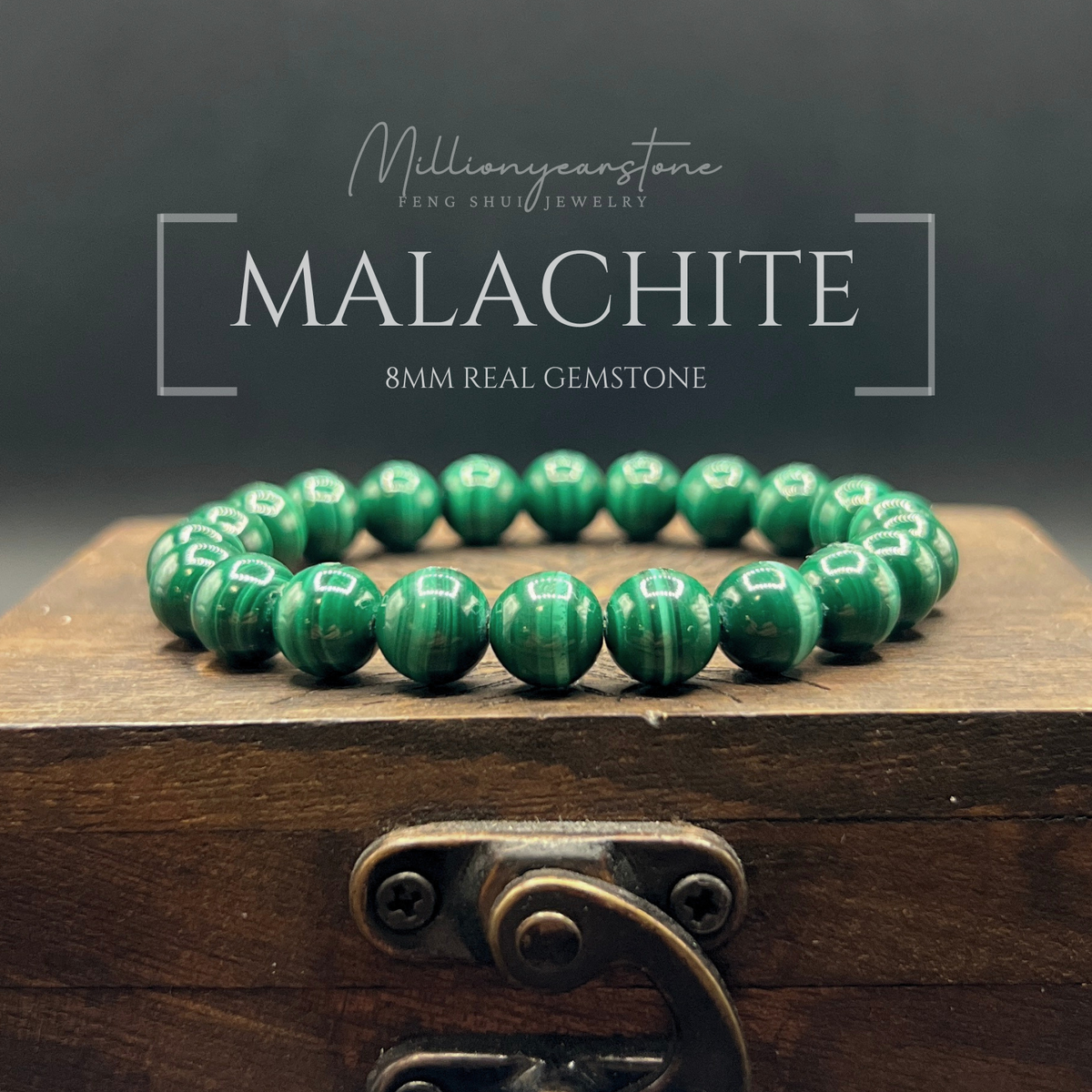 Malachite beaded bracelet - 8mm