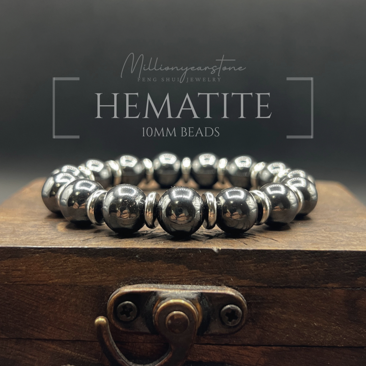 Hematite beaded bracelet - 10mm
