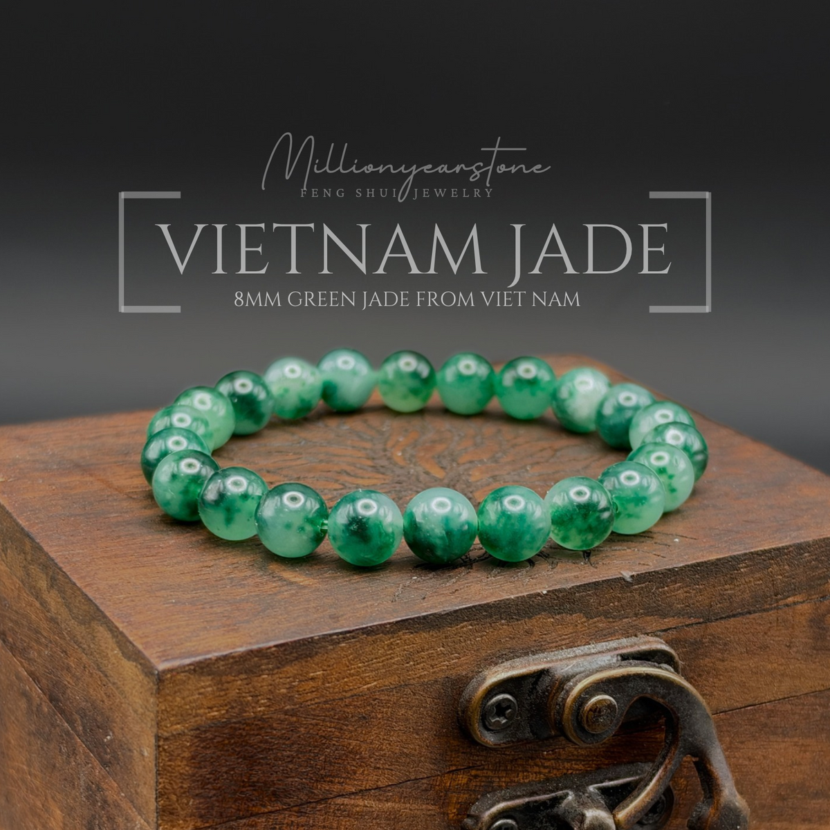 Viet Nam Green Jade beaded bracelet | 8mm