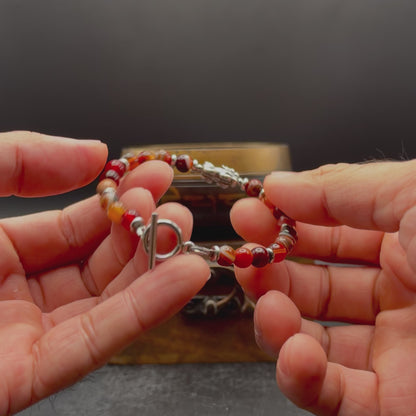 Pixiu Bracelet – 6mm Red Agate Beads, S925 Sterling Silver Pixiu